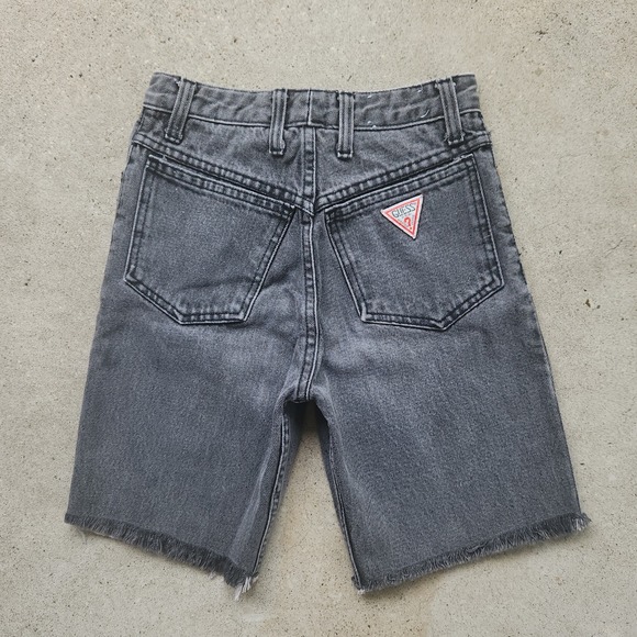 Guess Pants - VTG 90s Guess High-Waisted Denim Jorts Shorts Sz 26 Black Raw Hem Grunge USA Y2K
